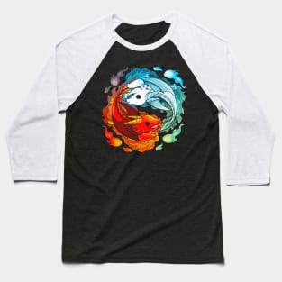 Ying Yang Fire Water Dragons Baseball T-Shirt